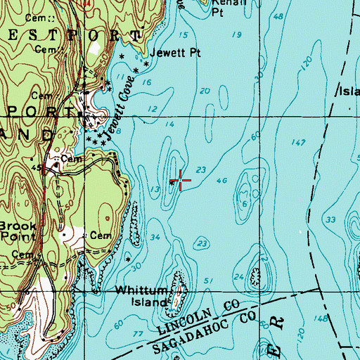 Topographic Map of Long Ledge, ME