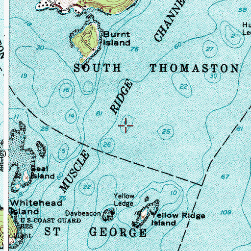 Topographic Map of Lower Gangway Ledge, ME