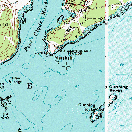 Topographic Map of Marshall Ledge, ME