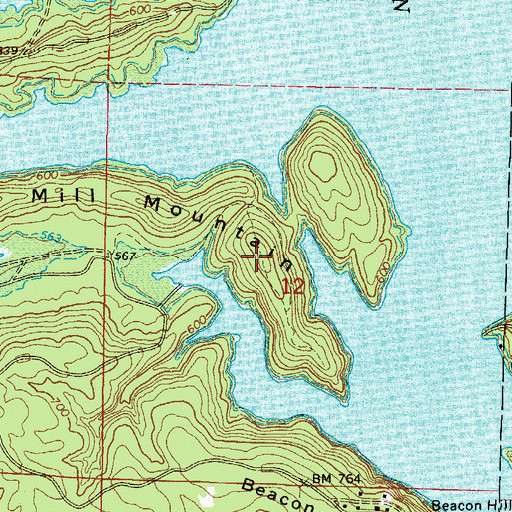 Topographic Map of Mill Mountain, AR