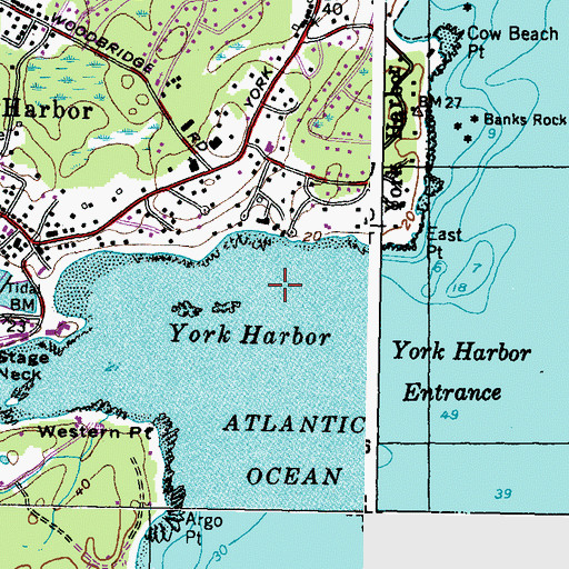 Topographic Map of Millbury Ledge, ME