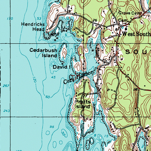 Topographic Map of Nick Ledge, ME