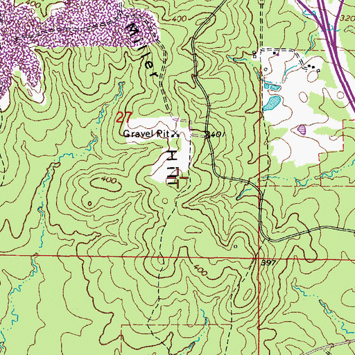 Topographic Map of Miller Hill, AR