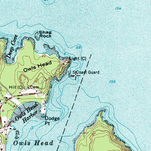 Topographic Map of Owls Head Ledge, ME