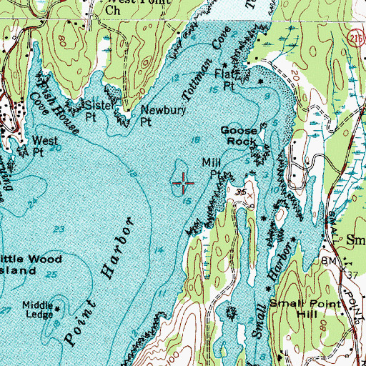 Topographic Map of Pitchpine Ledges, ME