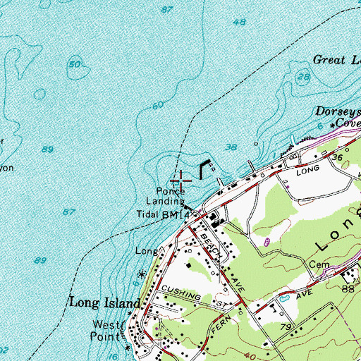 Topographic Map of Ponce Ledge, ME