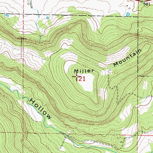 Topographic Map of Miller Mountain, AR