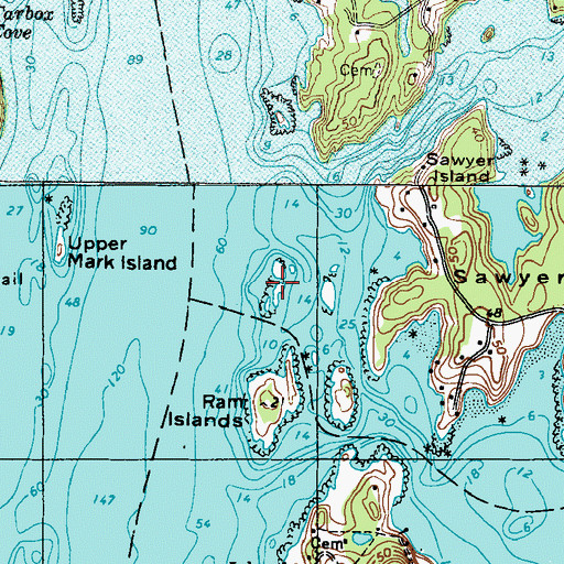 Topographic Map of Ram Island Ledge, ME