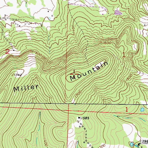 Topographic Map of Miller Mountain, AR
