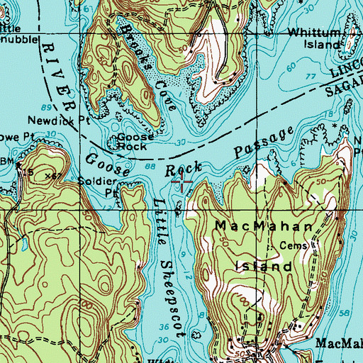 Topographic Map of Sixfoot Rock, ME