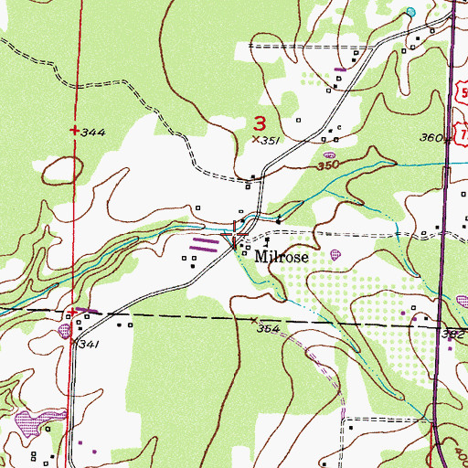 Topographic Map of Milrose, AR