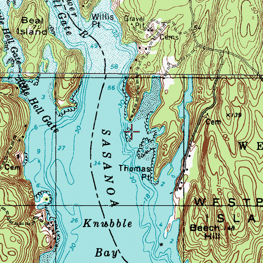 Topographic Map of Thomas Great Toe, ME