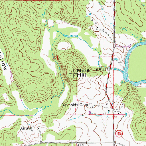 Topographic Map of Mine Hill, AR