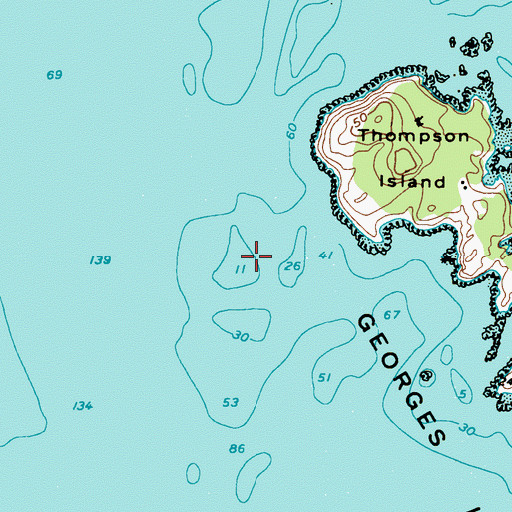 Topographic Map of Thompson Rock, ME