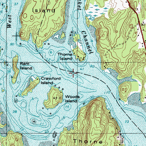 Topographic Map of Thorne Island Ledge, ME