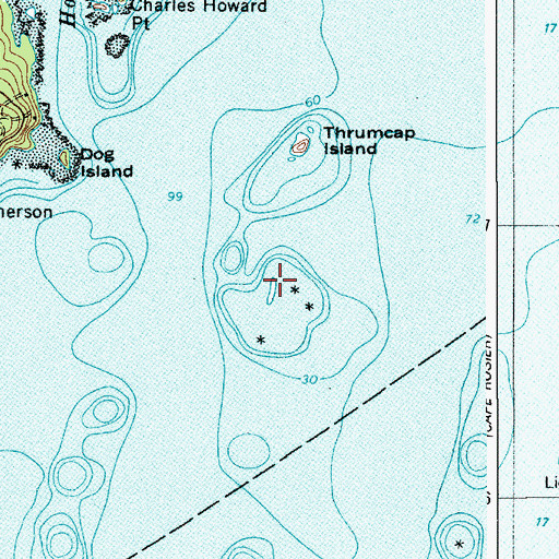 Topographic Map of Thrumcap Ledge, ME
