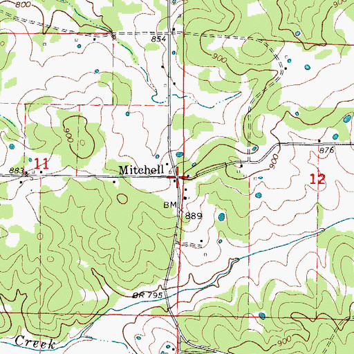 Topographic Map of Mitchell, AR