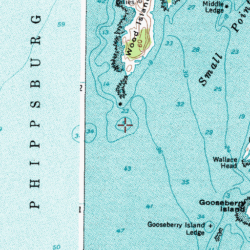 Topographic Map of Wood Island South Ledge, ME