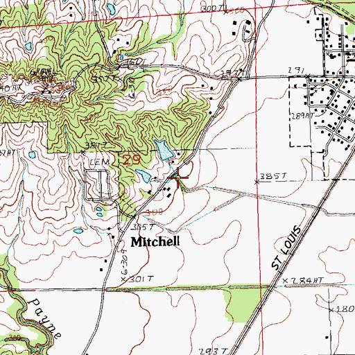 Topographic Map of Mitchell, AR