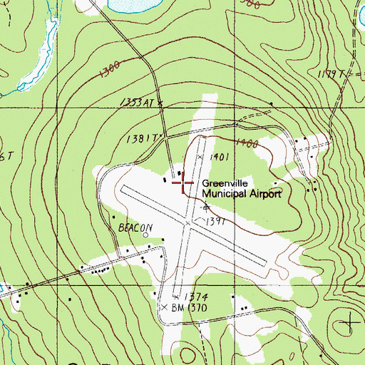 Topographic Map of Greenville Municipal Airport, ME