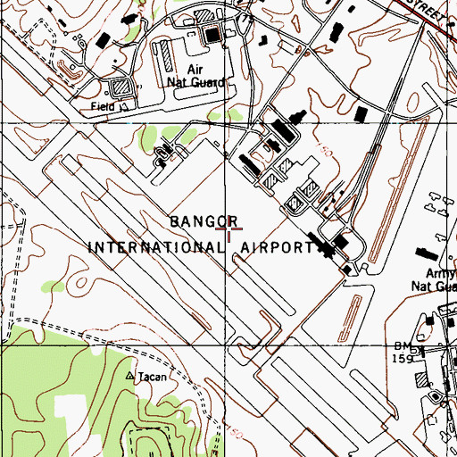 Topographic Map of Bangor International Airport, ME