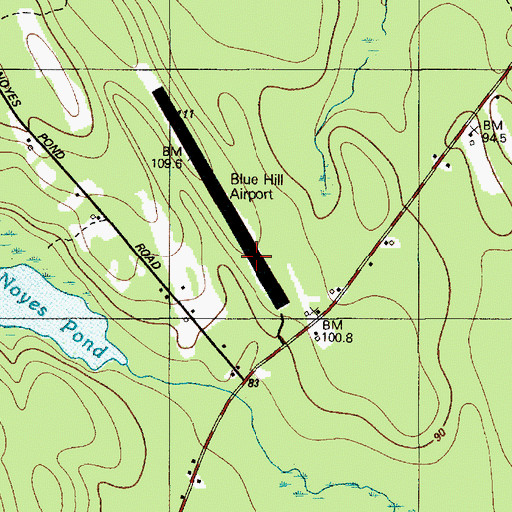 Topographic Map of Blue Hill Airport (historical), ME
