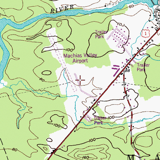 Topographic Map of Machias Valley Airport, ME