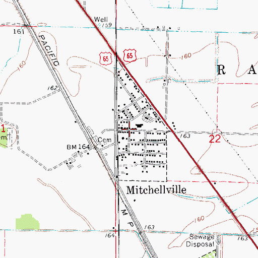 Topographic Map of Mitchellville, AR