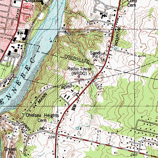 Topographic Map of WMME-AM (Augusta), ME
