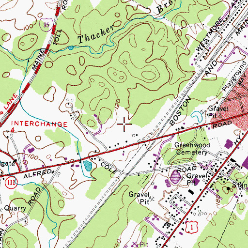 Topographic Map of WVAE-AM (Biddeford), ME