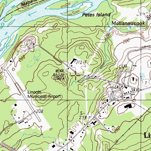 Topographic Map of WTOX-AM (Lincoln), ME