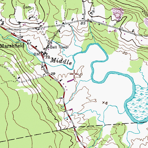 Topographic Map of WMCS-AM (Machias), ME
