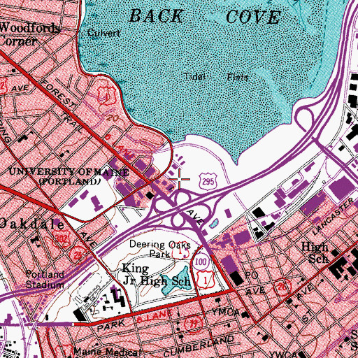 Topographic Map of WBAE-AM (Portland), ME