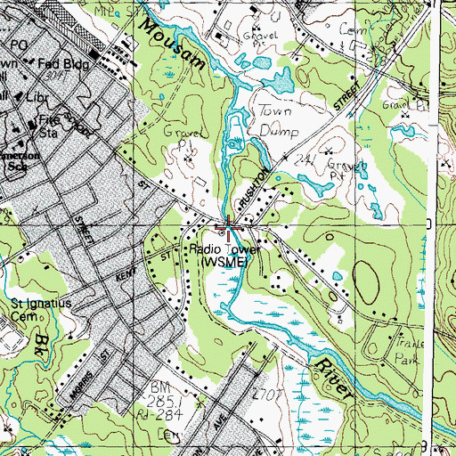 Topographic Map of WPHX-AM (Sanford), ME