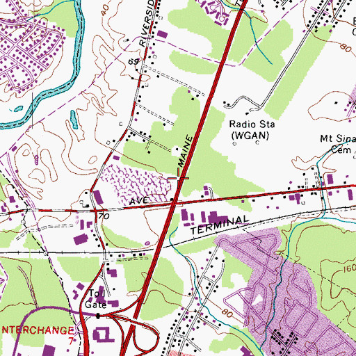 Topographic Map of WLPZ-AM (Westbrook), ME