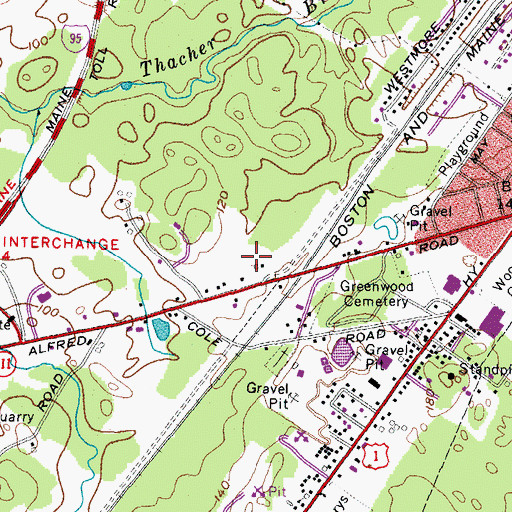 Topographic Map of WSTG-FM (Biddeford), ME