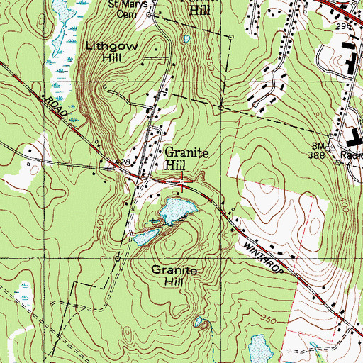 Topographic Map of WABK-FM (Gardiner), ME