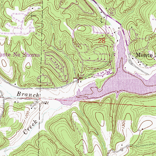 Topographic Map of Monte Ne Shores, AR