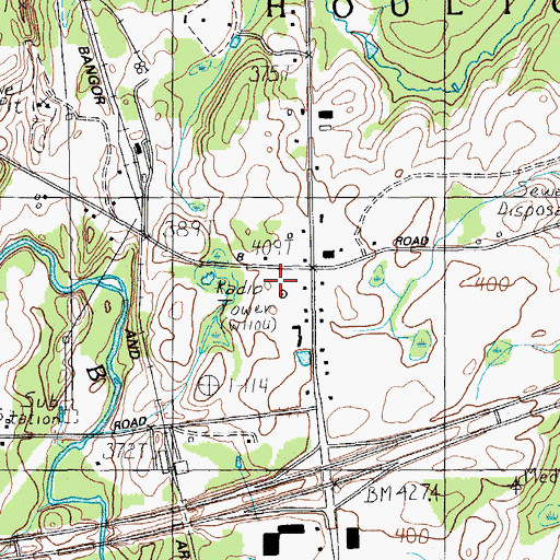 Topographic Map of WHOU-FM (Houlton), ME