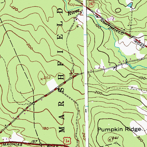 Topographic Map of WALZ-FM (Machias), ME