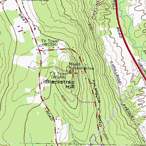 Topographic Map of WWGT-FM (Portland), ME