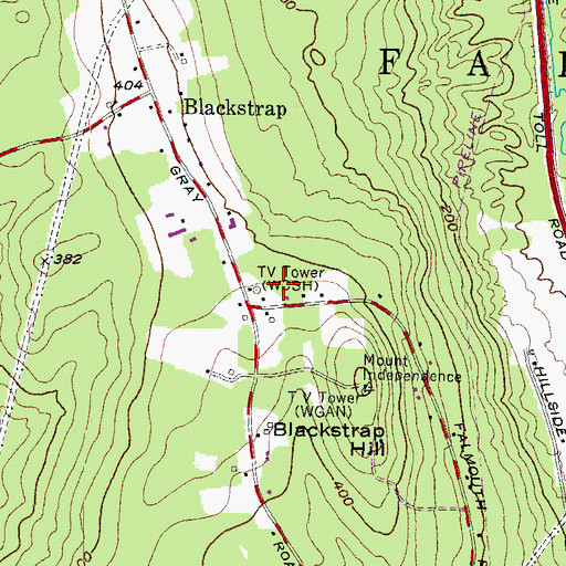 Topographic Map of WPOR-FM (Portland), ME