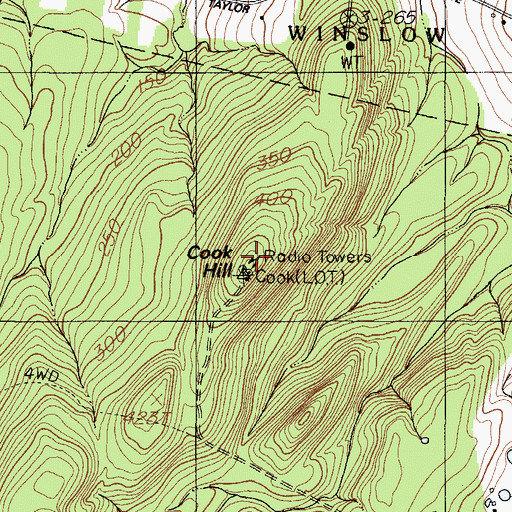 Topographic Map of WMEW-FM (Waterville), ME