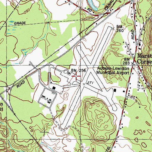 Topographic Map of Auburn/Lewiston Municipal Airport, ME