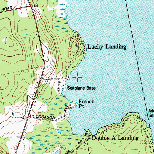 Topographic Map of Lucky Landing Marina and Seaplane Base, ME