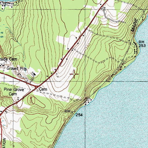 Topographic Map of Sunny Hill Airport, ME