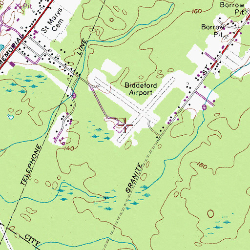 Topographic Map of Biddeford Municipal Airport, ME