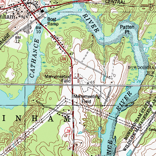 Topographic Map of Merrymeeting Field, ME
