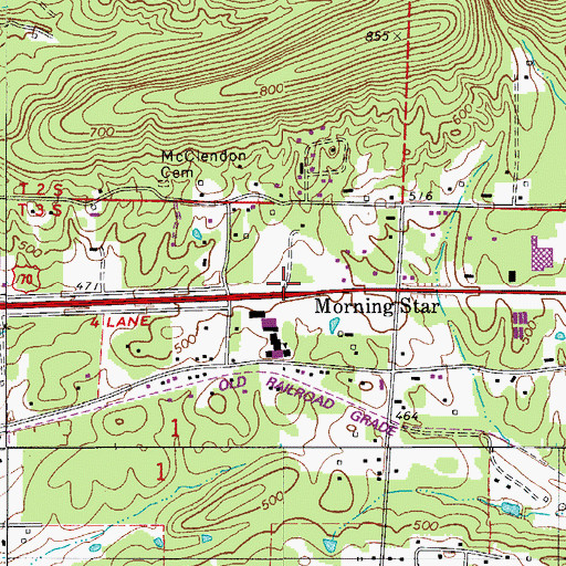 Topographic Map of Morning Star, AR
