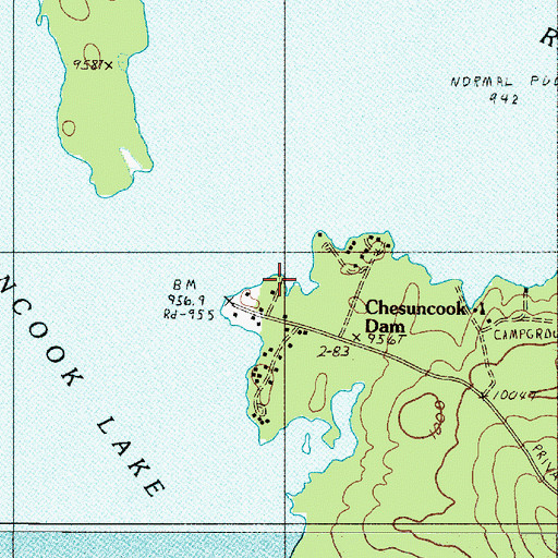 Topographic Map of Chesuncook Forestry District Heliport, ME